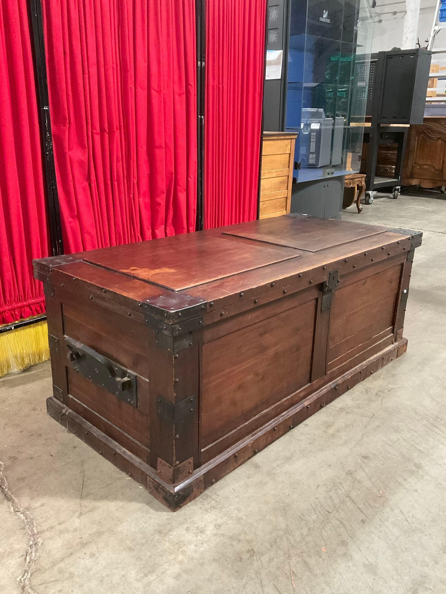 Handsome Vintage Wooden Chest, Possibly Reclaimed Wood. Measures 53" x 21" See pics.