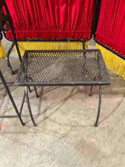 Vintage Pair of Wrought Iron Plant Stands - Fair Condition - Feat. cast iron floral motif and inl...