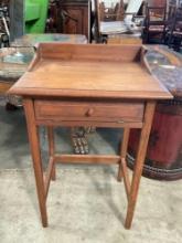 Vintage Wooden Side Table w/ Fold Open Compartment. Measures 20.5" x 23" See pics.