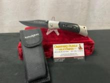 Benchmade Knife with case, Black and Silver Folder, 4 inch blade