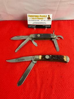 2 pcs Vintage Remington UMC Steel Folding Blade Pocket Knives Models R-4 & R-12. See pics.