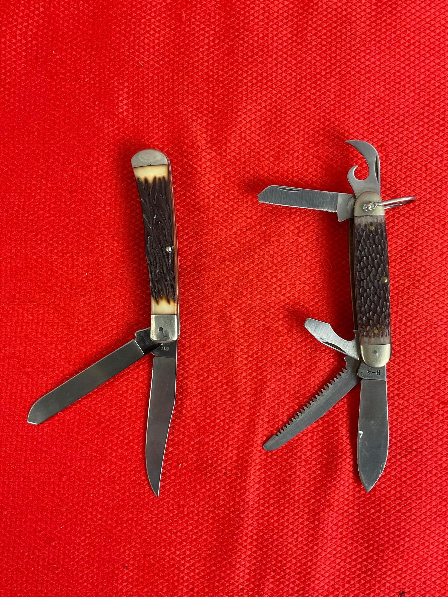 2 pcs Vintage Remington UMC Steel Folding Blade Pocket Knives Models R-4 & R-12. See pics.