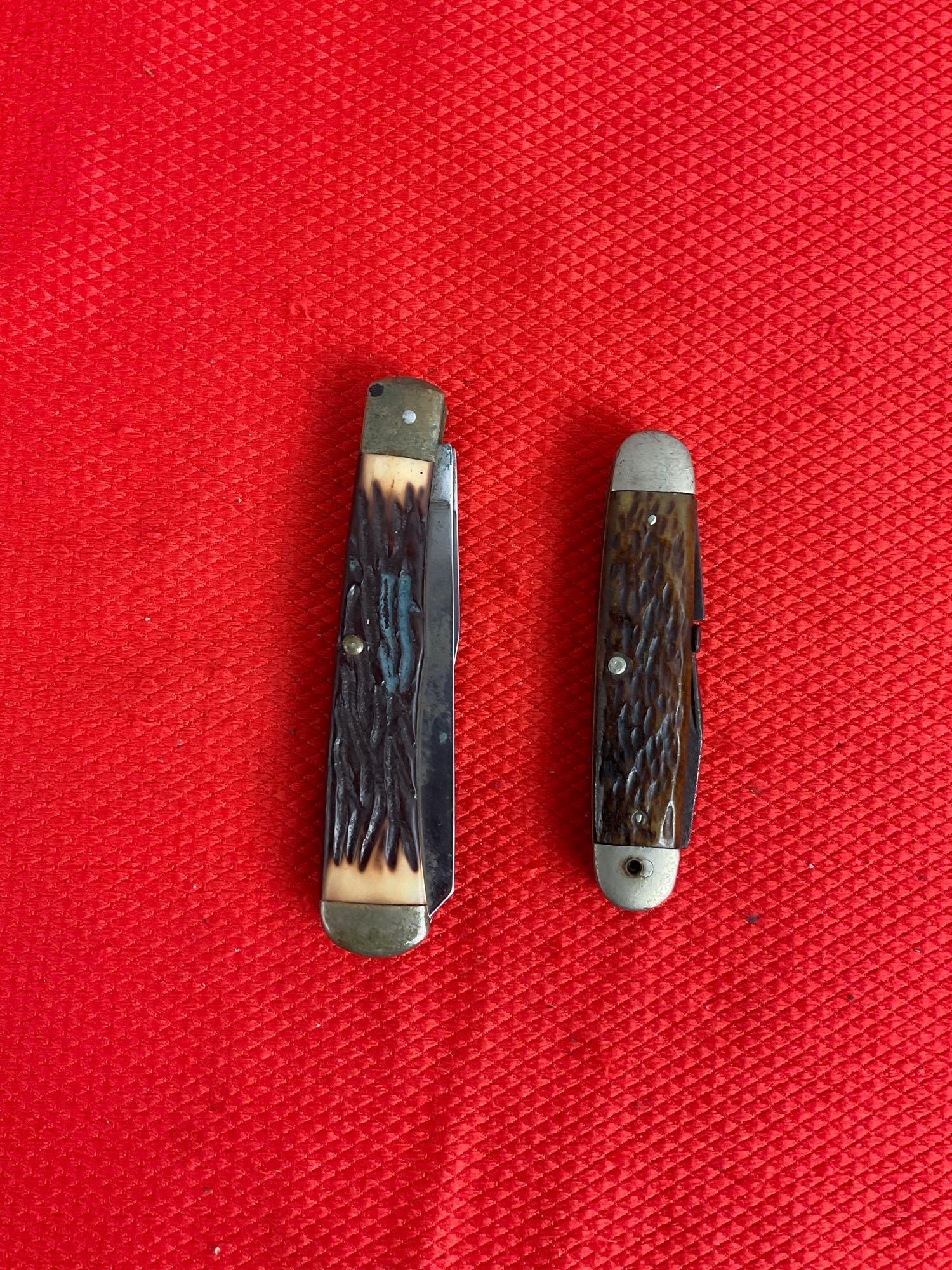2 pcs Vintage Remington Steel Folding Knives Models R12 & Unnumbered Boy Scout Knife. As Is. See