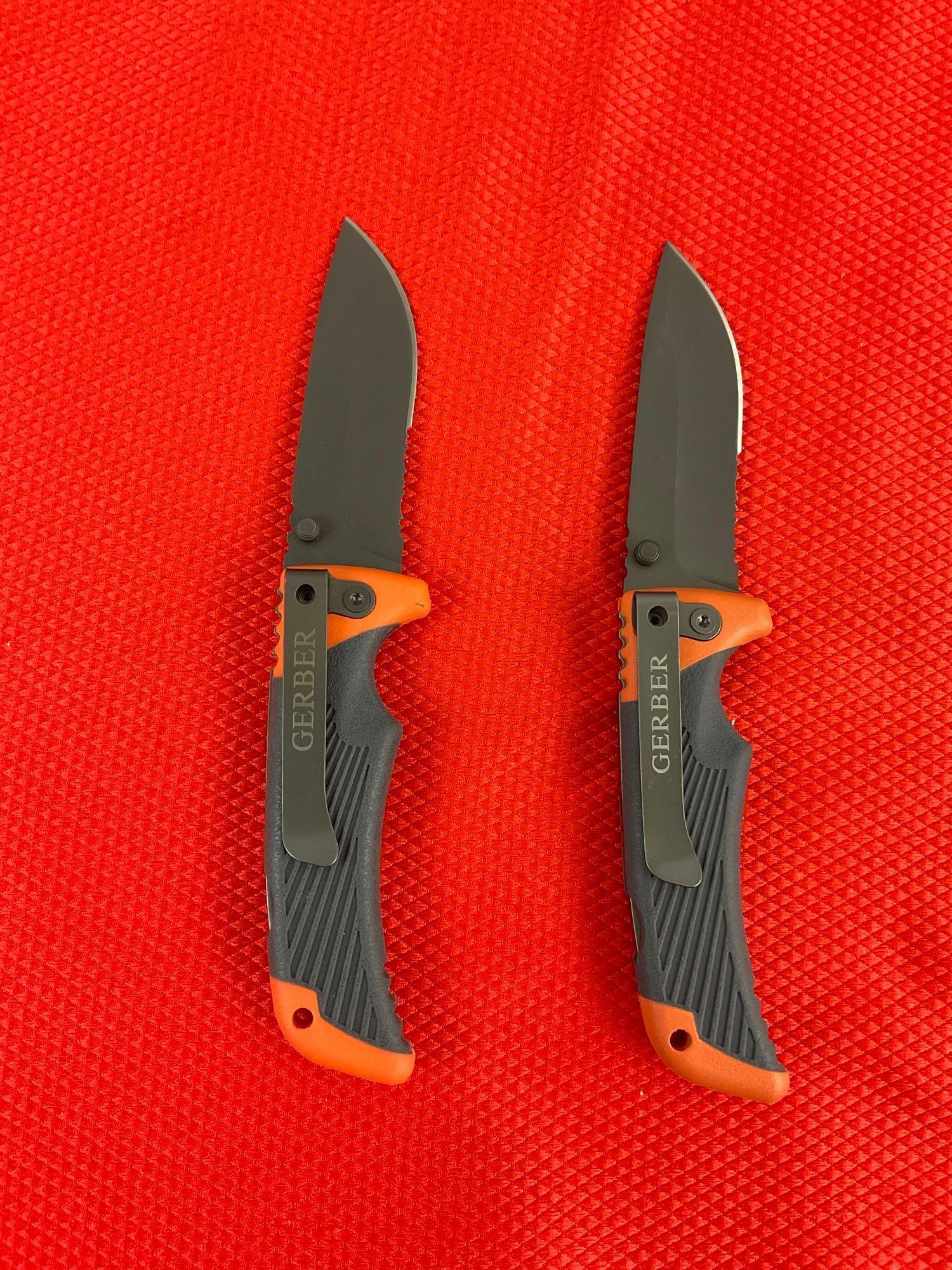 2 pcs Gerber Bear Grylls 3" Scout Folding Pocket Knives Model No. 30-000386. NIB. See pics.