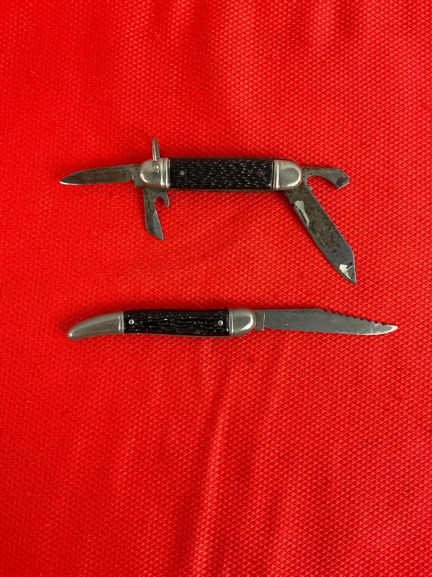 2 pcs Vintage Steel Folding Knives. Colonial Prov. USA "Fish-King" & The Ideal "Camper." See pics.