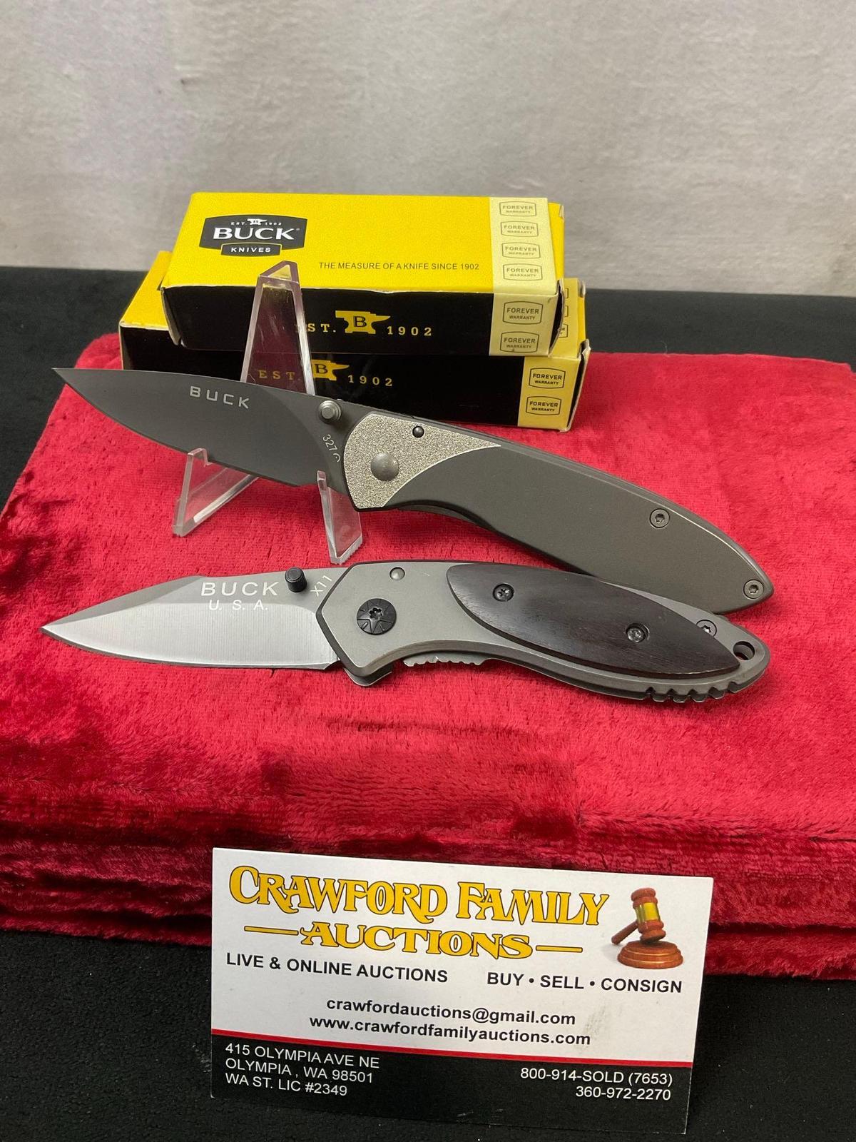 Pair of Modern Buck Pocket Folding Knives, #s X11 & 327