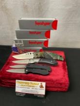 4x Modern Kershaw Knives, Whirlwind 1560RMEF, Ace 1710, D.W.O. Classic 3000, Crown II 3150