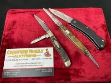 Trio of Vintage Folding Knives, 2x Remington UMC, incl R6643 & Elk Foundation, & Craftsman 9507