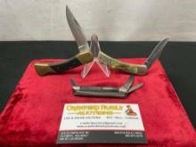 Trio of Coast Cutlery Folding Pocket Knives, 760-3, 7000B, and unmarked Stockman Triple Blade