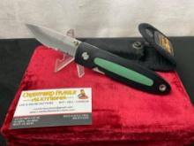 Vintage Buck 180 Crosslock Single blade Serrated Folding Knife, 3.25 inch blade, w/ case