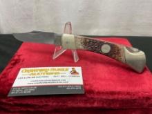 Vintage Remington R-9 Folding Hunting Knife, 3 inch blade, Delrin handles