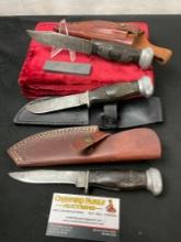 Trio of Vintage Remington Fixed Blade Knives, 2x RH28, & 1x RH29, w/ various sheaths