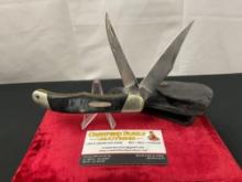 Vintage Buck 317 Trailblazer Hunting Double Knife w/ Black scales