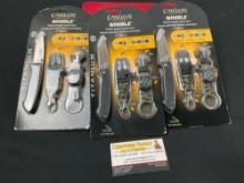 Trio of NIB Camillus Nimble Survival Knife Sets w/ Keychain, Whistle, Compass, & Firestarter