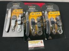 Trio of NIB Camillus Nimble Survival Knife Sets w/ Keychain, Whistle, Compass, & Firestarter