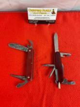 2 pcs Vintage Steel Folding Multi-Tool Swiss Army Pocket Knives. 1 Victorinox, 1 Colonial. See pi...