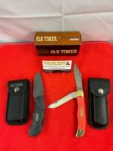 2 pcs Schrade Old Timer Steel Folding Blade Pocket Knives Models 25OTO & 2145OT. See pics.