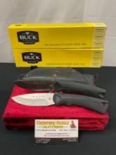 Pair of Buck Fixed Blade Knives, Model 679, Stainless blades & Rubber handles