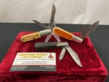 Trio of Barlow Folding Mini Trapper Knives, 2x by Imperial, 1x by American Knife Co.