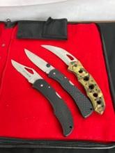 3x Frost Cutlery Folding Blade Knives incl, Flying Falcon, Camo Curved Blade Knife, & Straight Bl...