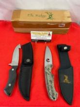 2 pcs Elk Ridge 3.5" 440 Steel Fixed Blade Hunting Knives w/ Sheathes Models ER-46 & ER-66. NIB. ...