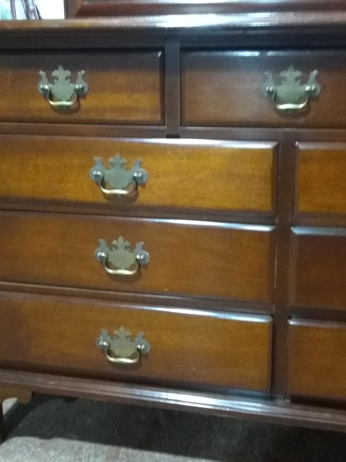 Antique Mahogany Triple Dresser with Mirror