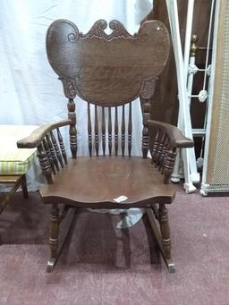 Antique Oak Carved Back Rocker