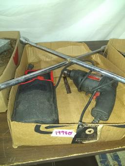 Tools - Electric Drill, Quick Start Battery, Cross Lug Wrench