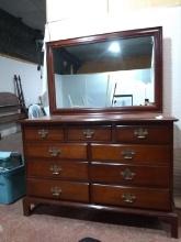 Antique Mahogany Triple Dresser with Mirror
