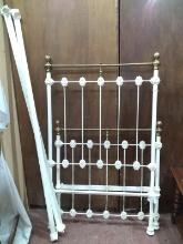 Antique Wrought Iron & Brass Child's Bed with Rails