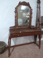 Antique Mahogany Single Drawer Dressing Table with Mirror