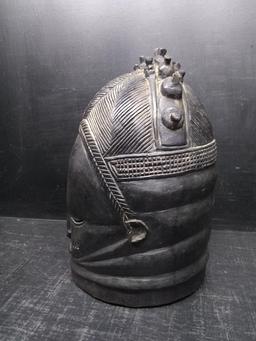 Antique Carved Wooden Tribal Helmet