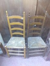 Pair Rush Bottom Ladder Back Chairs