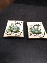 Pair of Hand Painted Ashtrays-Flower in Rocker