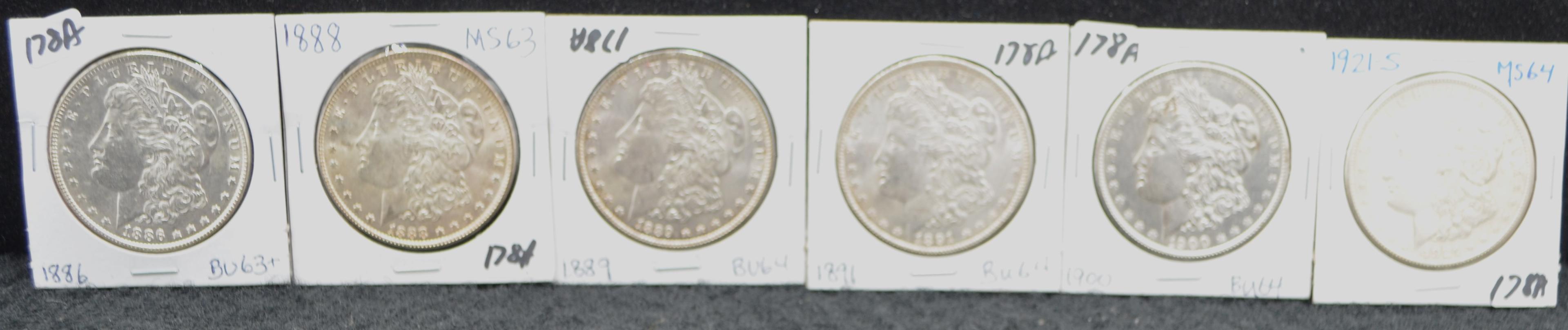 6 BU MORGAN DOLLARS FROM LARGE COLLECTION