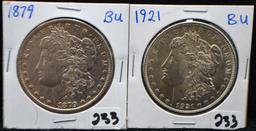 HIGH GRADE 1879 & 1921 MORGAN  DOLLARS