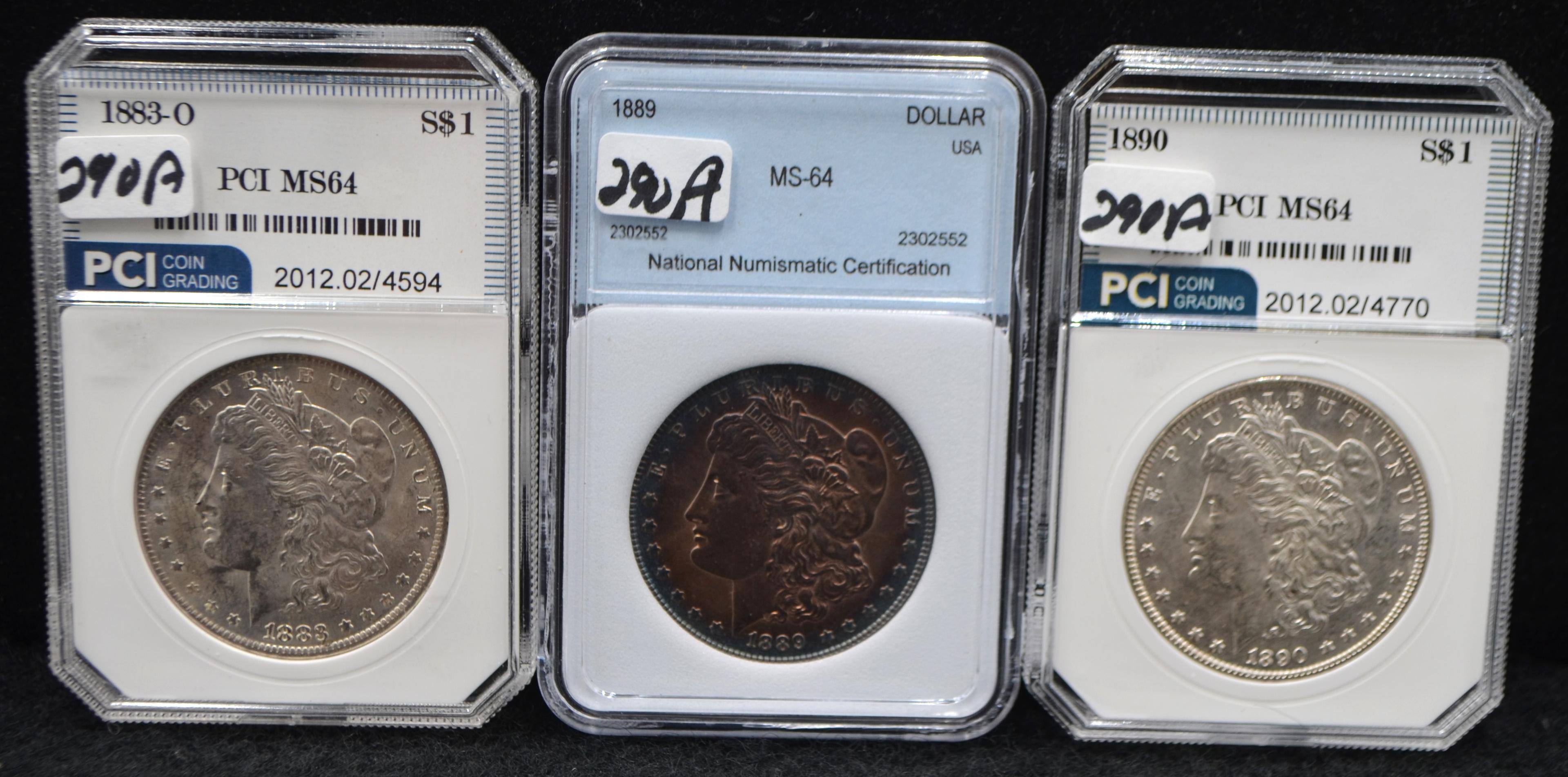 1883-0, 1889, 1890 MORGAN DOLLARS