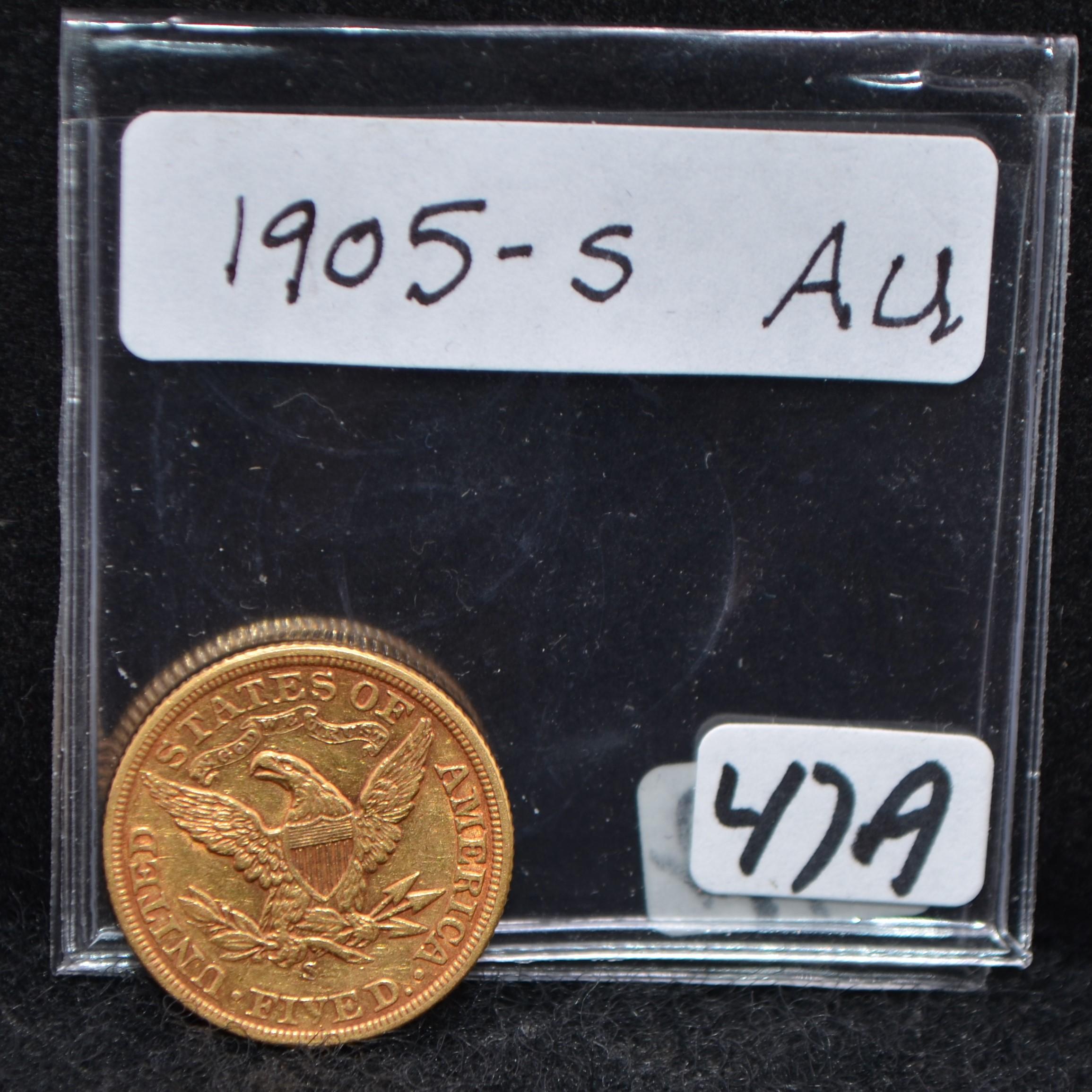 1905-S $5 LIBERTY HEAD GOLD COIN