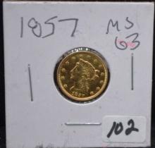 RARE 1857 $2 1/2 LIBERTY HEAD GOLD COIN