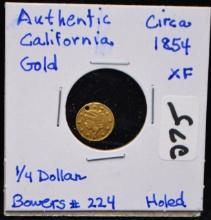 25 CENT CALIFORNIA GOLD - CIRCA 1854