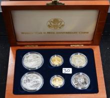 RARE WW II 50TH ANNIVERSARY GOLD & SILVER COIN SET