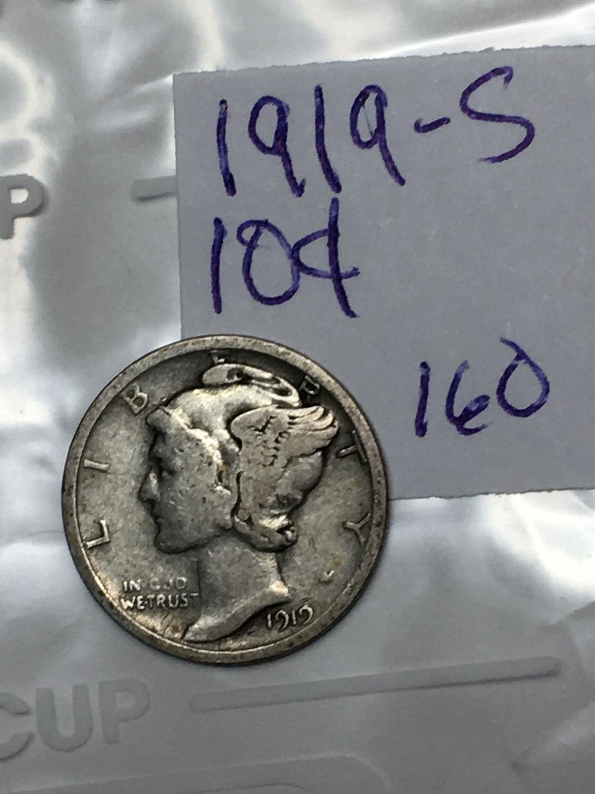 1919 S Mercury Dime