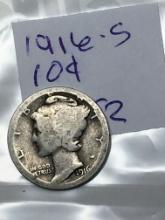 1916 S Mercury Dime