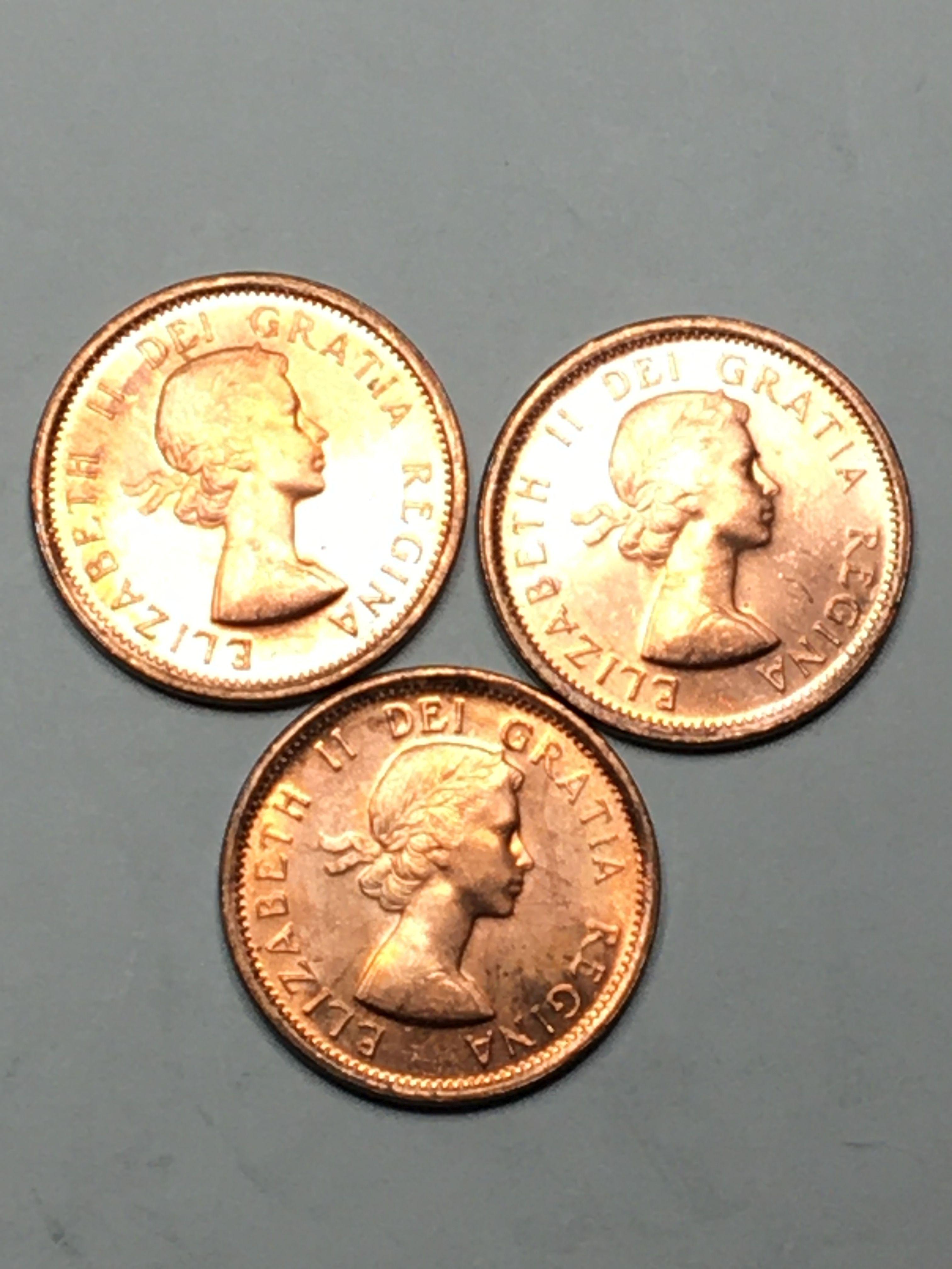 Canada 1 Cent 1963 Lot Of 3 Gem