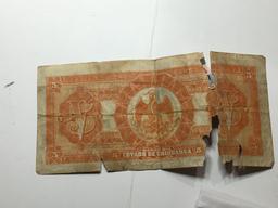 Antique 1920s Banco De Mexico Large 5 Pesos Note Chihuahua