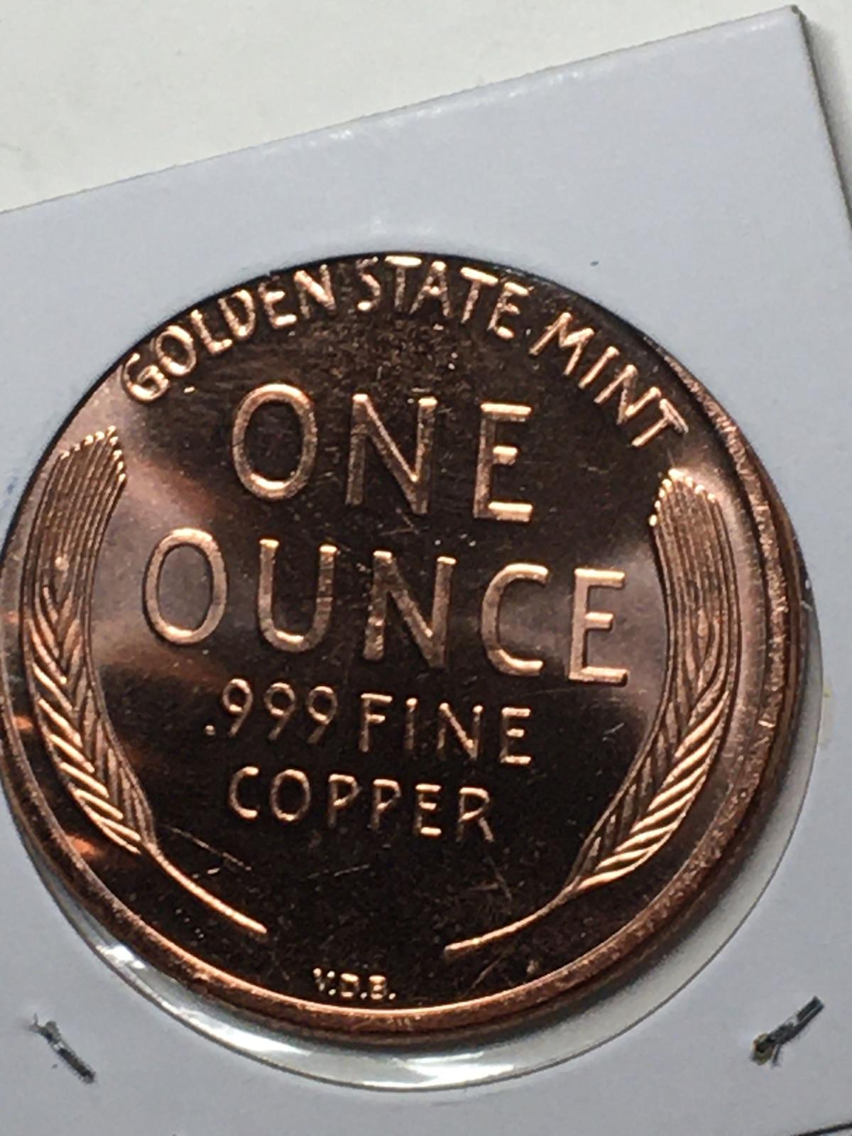 Copper 1 Oz Billion Coin 1909 S   V D B Penny Gem