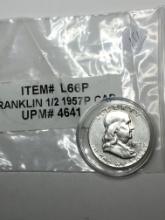 Franklin Silver Half 1957 Frosty In Hard Plastic Case