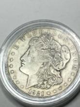 Morgan Silver Dollar 1921 In Hard Plastic Case