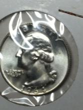 Washington Silver Quarter 1964 D/d Gem Ddr Ms++++++ High Grade