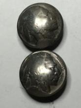 Buffalo Nickel Antique Buttons Set Of 2